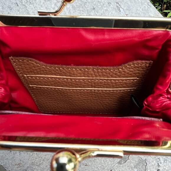 Lot DOONEY & BOURKE Apricot Coral Zip Zip Satchel Large Frame Coin Purse Wallet - Picture 12 of 14